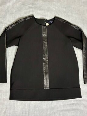 Madewell Black Long Sleeve Top With Leather Insert on Sleeves and Front Size XS